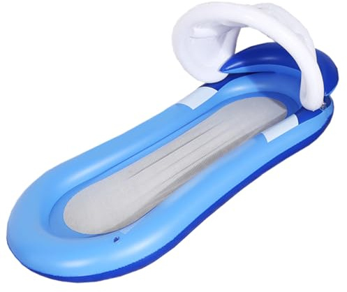 Veemoon Aufblasbare Wasserhängematte mit Netz Sonnensegel Rückenlehne PVC Schwimmbett für Erwachsene Pool Strand