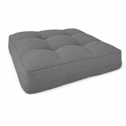 POKAR Stuhlkissen Sitzkissen 70x70x10 cm Loungekissen aus Cord | Sitzpolster Outdoor für Gartenstuhl und Rattanmöbel | Sitzauflage für Gartenmöbel | Öko Tex Zertifiziert | Made in EU | Dunkelgrau