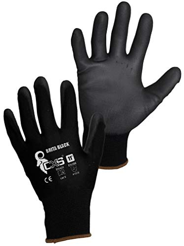 CXS Brita Arbeitshandschuhe (12 Paar) - Rutschfeste Montagehandschuhe Nahtlos - Ideal für Reparaturen, Feinarbeiten, Automobilindustrie, Autoservice, Werkstatt (Schwarz, 11)