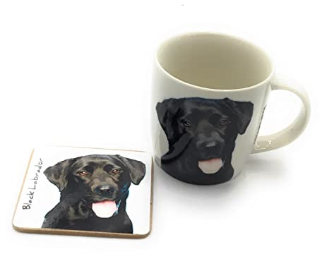Black Labrador mug and coaster set