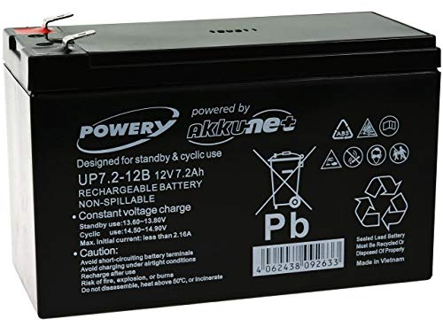 Powery Powery Batería de Gel Compatible con YUASA Modelo NP7-12L 12V 7,2Ah