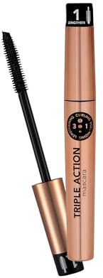 Flormar Triple Action Mascara Mit Silikonbürste. Mascara, 3-in-1, Volumen, Länge & Pflege, tubing mascara schwarz, Ohne Verklumpen, Wimperntusche Mit Arganöl