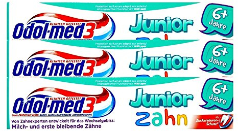 3x Odol med3 Junior Zahn 6+ Jahre, Milch und erstbleibende Zähne 50ml