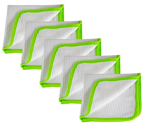 Liquid Elements – Auto Mikrofasertuch Streak Buster für Autoscheiben, Fenster, Spiegel & Displays – Fenstertuch 400 GSM 35x35 cm – zur fussel- & streifenfreien Reinigung von Glasoberflächen (5 Stück)