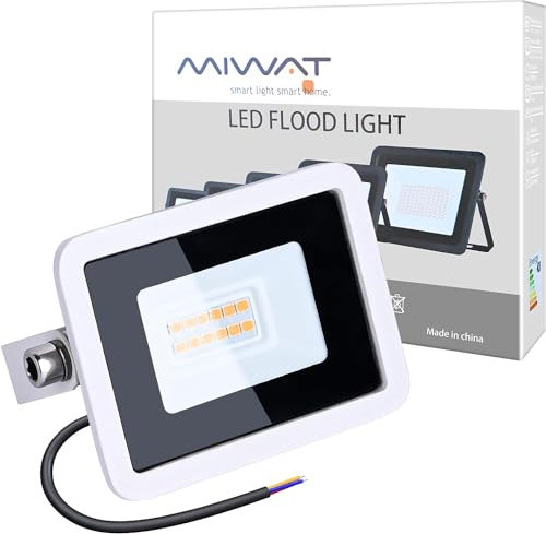 MIWATT 10W LED Strahler 900LM Außenleuchte Superhell LED Fluter Außenstrahler Flutlicht IP68 Flutlichtstrahler Scheinwerfer Warmweiß Licht für Garten Garage