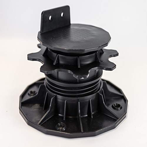 HORI® Stelzlager Höhenverstellbar für Terrassendielen-Unterkonstruktion I Terrassenlager für WPC, Holz & Aluminium I Inkl. Befestigungswinkel & Vorbohrungen I Stufenlos Einstellbar I Stelzlager M