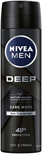 Nivea Men 80027-01000-39 DEEP Dry & Fresh Deo Spray (150 ml), Antitranspirant für ein sauberes Hautgefühl, Deodorant mit 48h Schutz