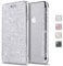 KOUYI for iPhone XR Case, Glitter Bling Sparkly Ultra-Slim PU Leather Folio Flip Case Sloy & Bling Soft TPU Back Cover Case For iPhone XR 6.1 Inches (Silver)