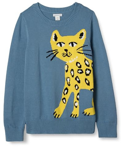 Amazon Essentials Maglione a Girocollo Bambine e Ragazze, Blu Gatti, 3 Anni