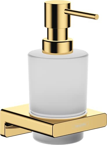 hansgrohe AddStoris - Seifenspender, Lotionspender für Wandmontage, Flüssigseifenspender, verdeckte Befestigung, Badezimmer Zubehör, Polished Gold Optic, 41745990