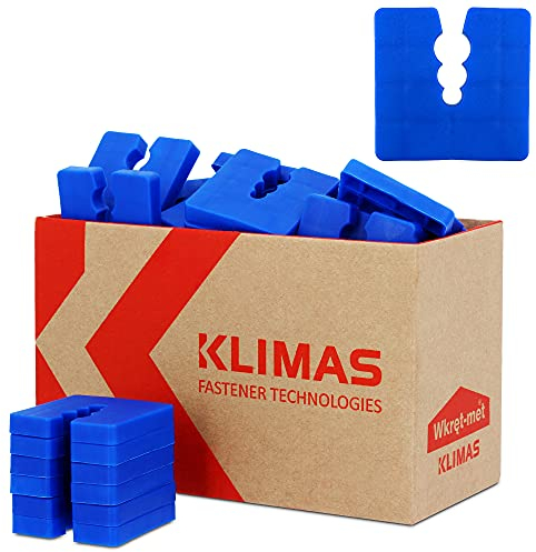 KLIMAS® Abstandshalter Kunststoff 8mm 50 Stück Distanzscheiben Set Blau | Sockelprofile Sockelschienen Ausgleichstück Distanzstück für Universal-Dübel mit 3 Durchmesser Ø 6/8/10 mm PE Abstandhalter