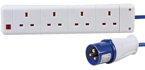 TEW Extension Lead 4 Gang to 16A Plug 20m Camping Hook Up Lead