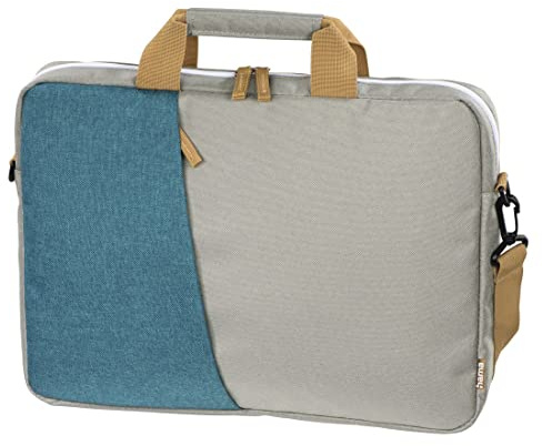 Hama Laptop Tasche bis 15.6 Zoll (Notebook Tasche für Laptop, Tablet, MacBook, Chromebook bis 15,6 Zoll, Umhängetasche als Arbeitstasche oder Schultasche für Herren und Damen) Petrol/Grau