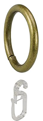 Ourdeco Gardinenringe für Gardinenstangen mit FLH Landhaus, ø25,5 mm, 8 Stk messing-antik