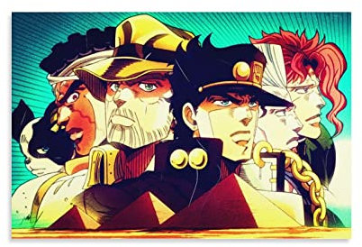 HIHIOI Anime JoJo's Bizarre Adventure 1 Leinwand-Kunst-Poster und Wandkunstdruck, modernes Familien-Schlafzimmer-Dekor-Poster, 20 x 30 cm
