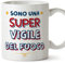 Mugffins Tazza in ceramica per VIGILE DEL FUOCO donna 11 oz / 350 ml - In italiano - Sono Super - Idea regalo per compleanno, anniversario, natale, laurea