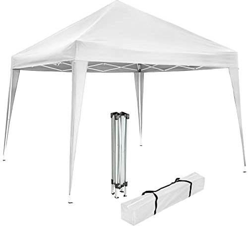Tectake® Gazebo da Giardino Regolabile, Padiglione Esterno Resistente Con Telaio in Acciaio, Impermeabile, Resistente ai Raggi UV - 300 x 300 x 255 cm - Bianco