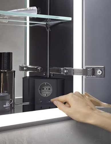 Emco asis Prime Lichtspiegelschrank, Aufputzmodell, 2 Türen, mit Lichtpaket, 800mm, Ausführung: Gehäuse schwarz - Rückwand verspiegelt