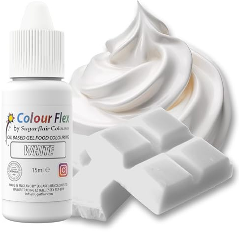 Colour Flex Oil Based Food Colouring White - Concentrated Food Colouring for Colouring High Fat Foods; Buttercream, Chocolate, Sugar Paste, Fondant, Icing, Batter & More - 15ml