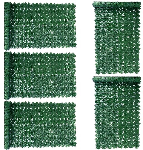ALLOMN Künstliche Efeu Hecke Sichtschutz, Erweiterbare künstliche Hecken Zaun Balkon Sichtschutz Künstliche Efeu Blatt Dekoration für Gartenhecken Balkon Außendekoration 100 x 300cm (10 Rollen)