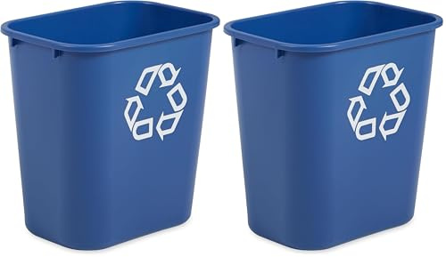 Rubbermaid Commercial Products Wastebasket Recycling Medium 26 L Blue FG295673BLUE (Pack of 2)