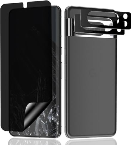 Teenrpov 1+2 Piezas para Google Pixel 8 Pro Privacidad Protector de Pantalla TPU + Google Pixel 8 Pro Protector de Lente cámara, Protector Lente Anti-Espía Protectora para Google Pixel 8 Pro