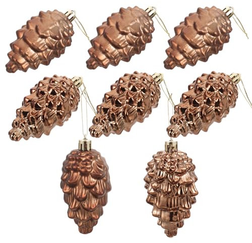 TEHAUX 8 Stück Weihnachts-Tannenzapfen Aus Kunststoff Herbst-Tannenzapfen Bemalte Glasornamente Glitzernde Tannenzapfen-Weihnachtsdekoration Für Weihnachtsbaum-DIY-Bastelarbeiten