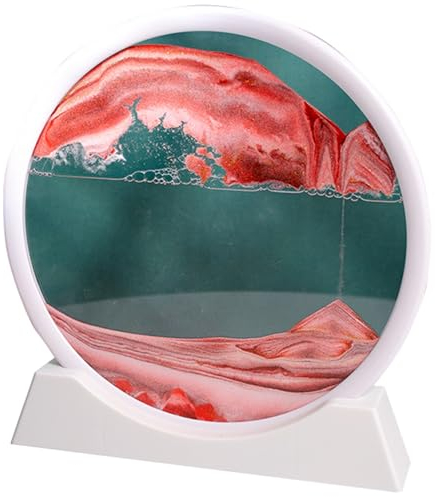 Fodalob Sablier 3D Deep Sea Sandscape - Paysage de Sable Rouge - Cadre Blanc - Décoration de Travail à Domicile - Amusement sans Fin for Chaque Bureau (Size : 7in)
