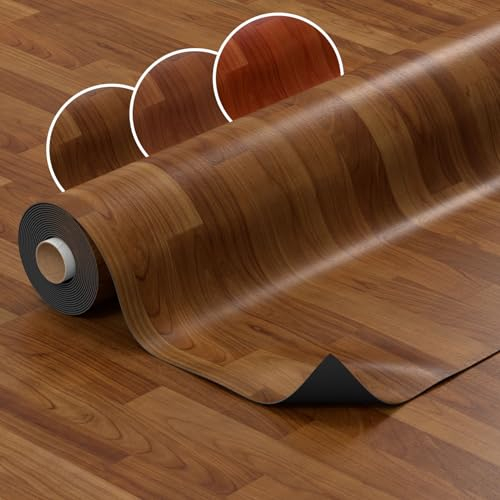 PVC Bodenbelag Vinylboden Meterware in Holzoptik Fußbodenbelag Auslegware Vinyl für Küche Wohnzimmer Badezimmer Anti-Rutsch 140cm Breite Buche 250x140cm
