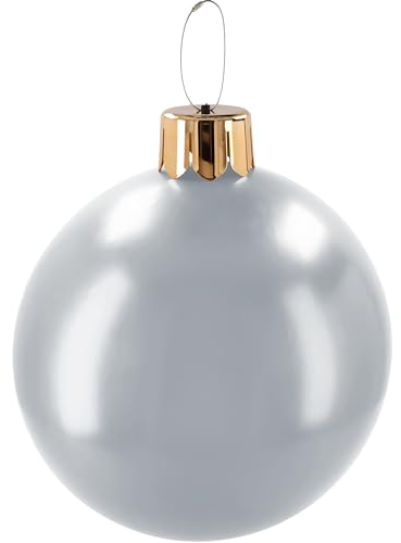 alles-meine.de GmbH große XL - Weihnachtsbaumkugel - ø 45 cm - aufblasbar Innen & Außen - wetterfest + wasserfest - Silber/grau Weihnachten bruchfest - Kunststoff - Winte..