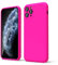 oakxco for iPhone 11 Pro Phone Case Liquid Silicone, Neon Bright Solid Color, Thin Slim Soft Rubber Gel Matte TPU Plain Simple Cover for Women Girl Cute, Hot Pink Fuchsia