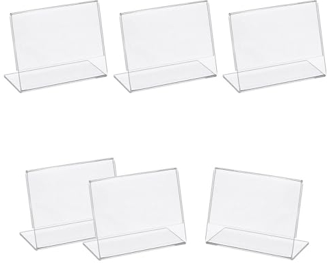 Niaciswe A6 Thekenaufsteller aus Acryl 6 Stück Tischaufsteller Schräg Visitenkarten-Display Tischaufsteller A6 L-Ständer Tischaufsteller Schräg L-Ständer Schreibtisch Aufsteller A6 Werbeaufsteller