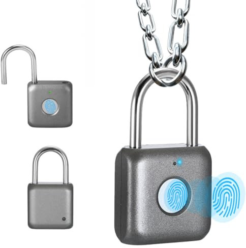 Fingerprint Padlock eLinkSmart Digital Padlock Metal Keyless Smart Lock for Gym Locker Lock Backpack Suitcase Luggage Gray