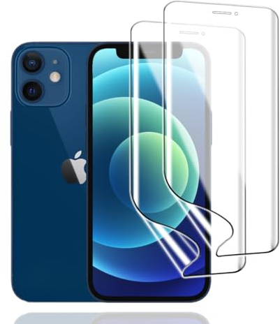 KoasVonson Protector de Pantalla Hidrogel para iPhone 12 Mini, 2 Piezas | TPU HD flexible y transparente, antiarañazos, tacto preciso, autorreparable, Face ID, cámara frontal