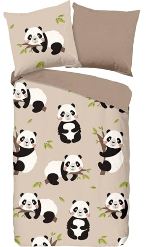 Bettbezug Set 135x200cm Panda Bettwäsche Set Niedlicher Schwarz-weißer Tierpanda Kinder 3 Teilig Mikrofaser Wendebettwäsche Bettdeckenbezug Mit Reißverschluss und 2 Kissenbezug 80x80cm