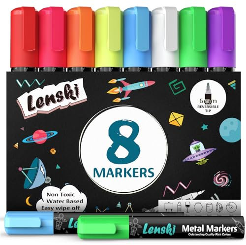 Lenski Adventskalender Füllung Mädchen, 8 Farben Kreidestifte für Tafel Abwaschbar 6mm Kreidestifte für Fenster, Kreidestift Kreidemarker Fenster, Fensterkreide Stifte Kinder, Glasmalstifte