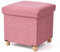 BRIAN & DANY Sitzhocker mit Stauraum, Teddy Fleece Fußhocker mit Holzfüßen, Fußhocker mit Stauraum, Sitzhocker für Wohnzimmer, Schlafzimmer, Rosa, 38 x 38 x 38 cm