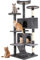 FDW Arbre à Chat Hauteur 177 cm Tour de Jeux pour Chat avec 2 Niches 3 Plateformes 2 Boules en Sisal Arbre à Grimper Multi-Niveaux Idéal pour 3-4 Chats Gris Clair
