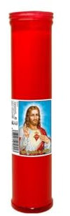 DRW Packung mit 12 roten Kerzen, Heiliges Herz Jesus, 27 cm, liturgischer Votivkerzen, Friedhof und Kirchen