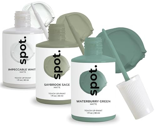 spot. Touch-Up Paint, Matt Finish for Cabinets, Walls, Windows, Doors, and Furniture, Multi-Tone Colour Kit Matches 90% of Surfaces, Green 3 Pack