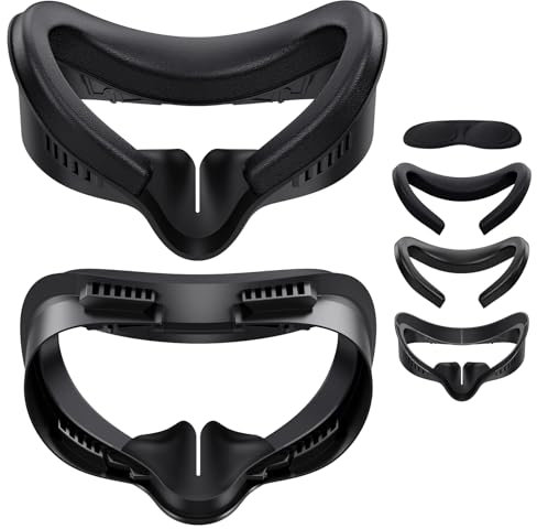 Growalleter VR Face Interface Mousse de Remplacement pour Meta Quest 3S, avec coussin facial en cuir PU, coton de soie glacée respirant, coussinet de nez anti-fuite, protecteur de lentille, design de