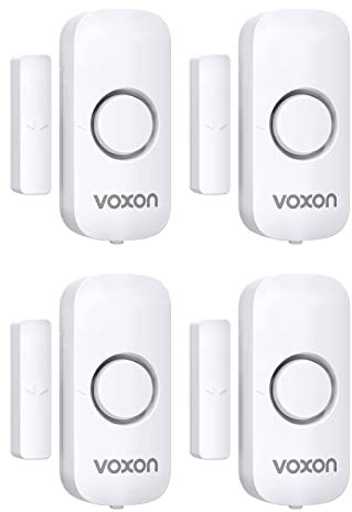 VOXON Wireless Door and Window Alarm Sensor 4 Pack 2 Modes Magnetic Window Door Burglar Alarm with 100dB Loud for Kids Safety Home Shop Security