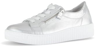 Gabor Damen Low-Top Sneaker, Frauen Halbschuhe,schnürschuhe,schnürer,straßenschuhe,Strassenschuhe,Sportschuhe,Silber,37 EU / 4 UK