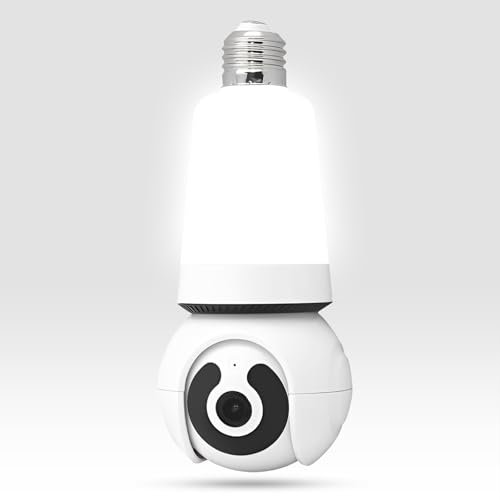 Biqiure 1PC Light Bulb Security Camera 1080P,2.4G WiFi Wireless Camera Indoor Outdoor With Adjustable LED Lights for Home Security,Color Night Vision,2-Way Audio, Real-Time Alert