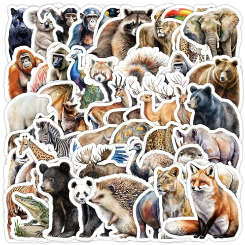 Affoto African Animals Aufkleber für Laptop(50PCS),Geschenk für Kinder Jugendliche Erwachsene Jungen,Afrikanische Tiere Wasserdicht Vinyl Aufkleber Stickers für Scrapbook,Skateboard,Auto,Gepäck