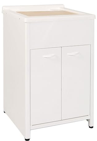 Bonussi Mobile Lavatoio da Esterno in Polipropilene e Alluminio 50x50x83 cm Bianco