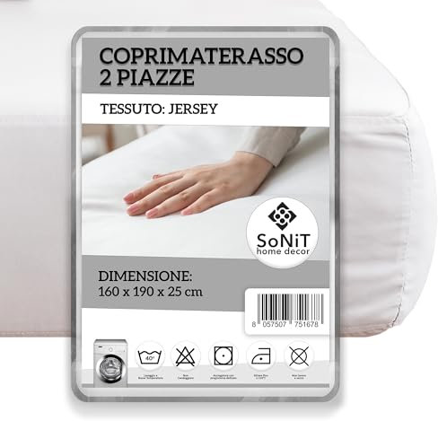 SONIT - Copri Materasso Matrimoniale 160x190 - Coprimaterasso Matrimoniale Anallergico con Angoli - Coprimaterasso 100% Cotone