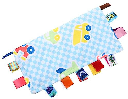 KOMBIUDA Schmusetuch Mit Etiketten Plüschdecke Für Neugeborene Babydecke Mit Sicherheitsetikett Beruhigungstuch Mit Buntem Design Tuch Für Kleinkinder