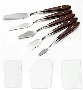 Winkelpalette, Sonwaha 8 Stück Winkelpalette Torte Tortenmesser Tortenspachtel Tortenstreicher Tortenpalette Streichpalette für Torten Inklusive 3 Stück Tortenspachtel und 5 Stück Smoother