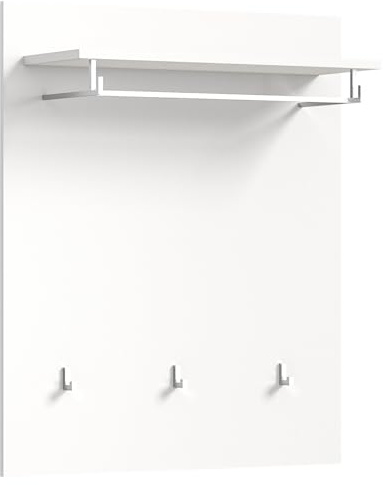 xonox.home Garderobe Solero Wandpaneel Paneel Wandboard Wandgarderobe Garderobenwand Garderobenpaneel Flurpaneel in weiß Nb. (Ablage weiß Hochglanz), ca. 80x96x25 cm